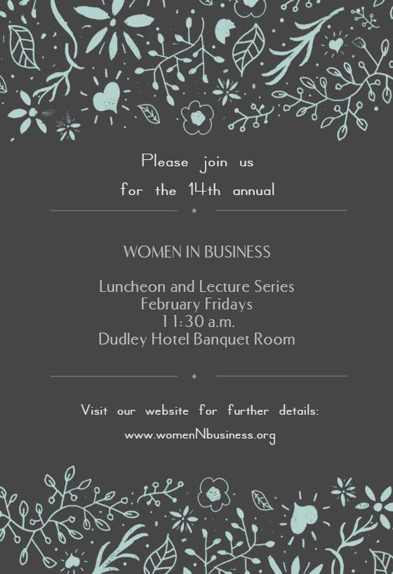 Floral decorations - business event invitation