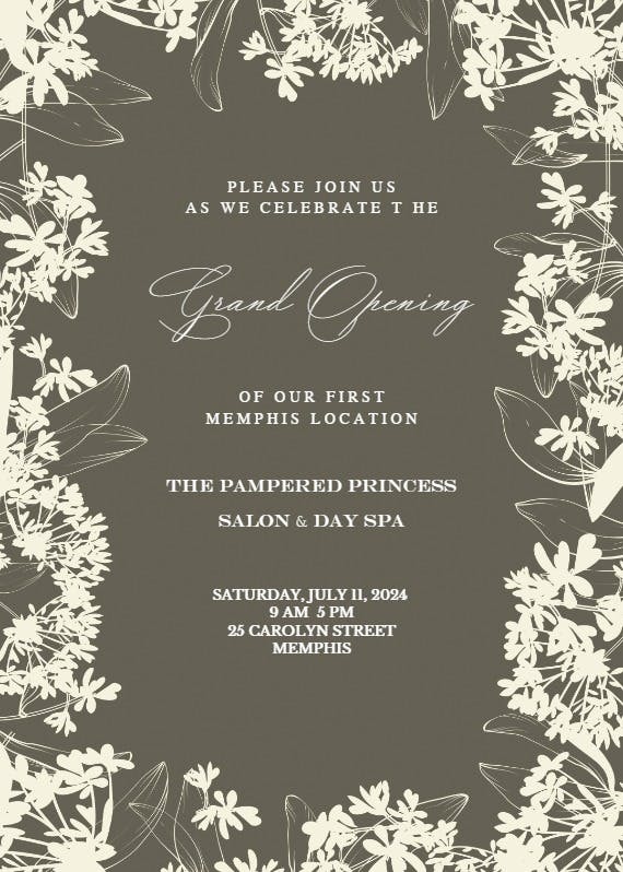 Floral edges - grand opening invitation