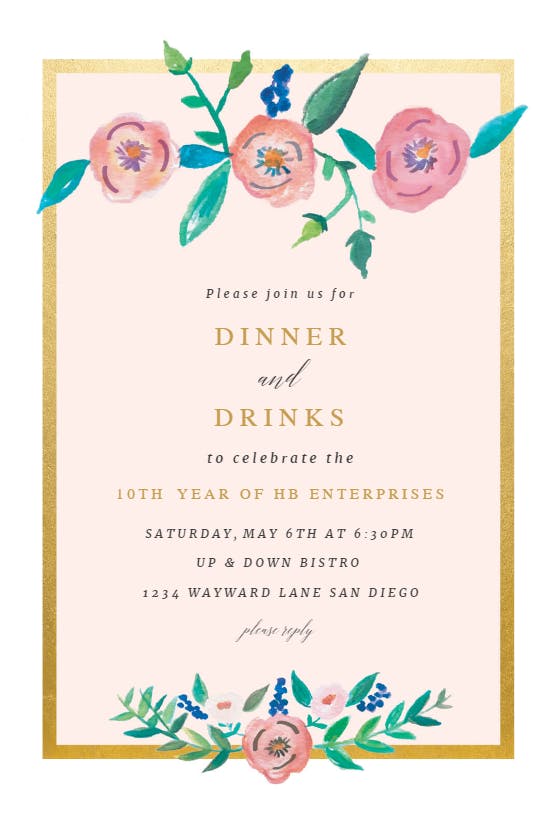 Flower on gold - business event invitation