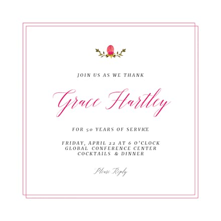 Flowers in Title - Retirement & Farewell Party Invitation