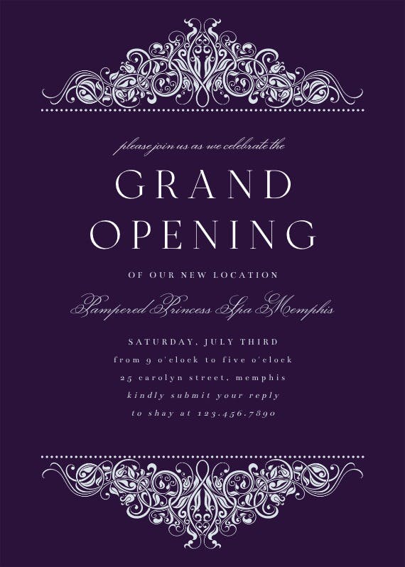 Formal ornate - grand opening invitation