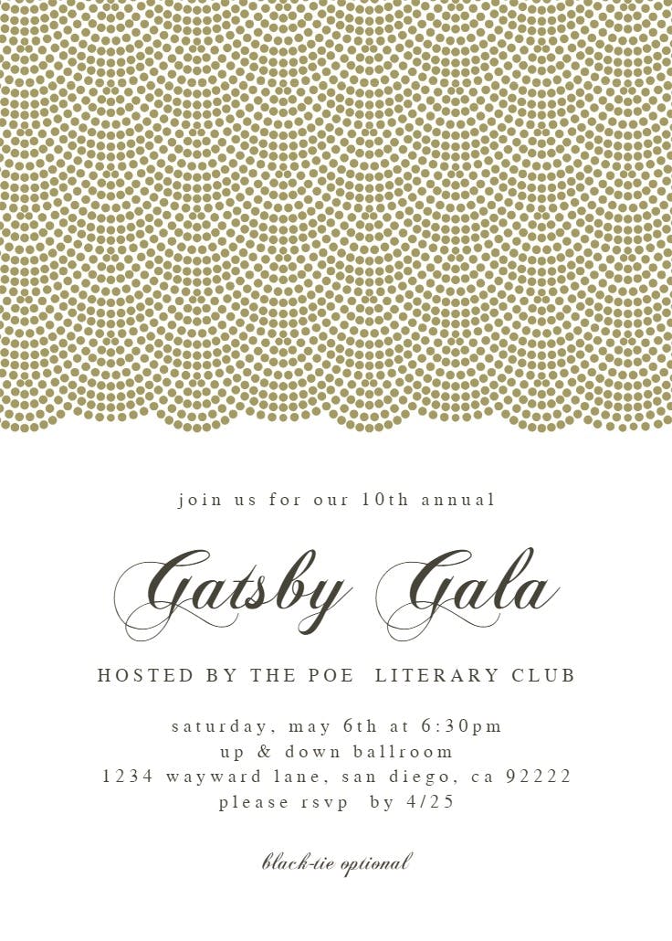 Gatsby gala - invitación para fiesta