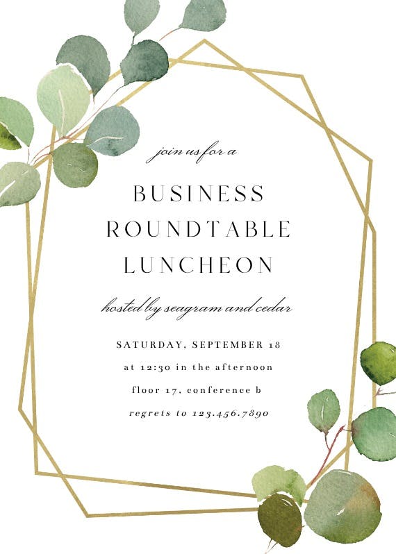Geometric eucalyptus - business event invitation