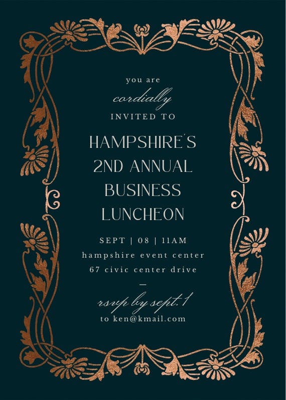 Golden frame - printable party invitation