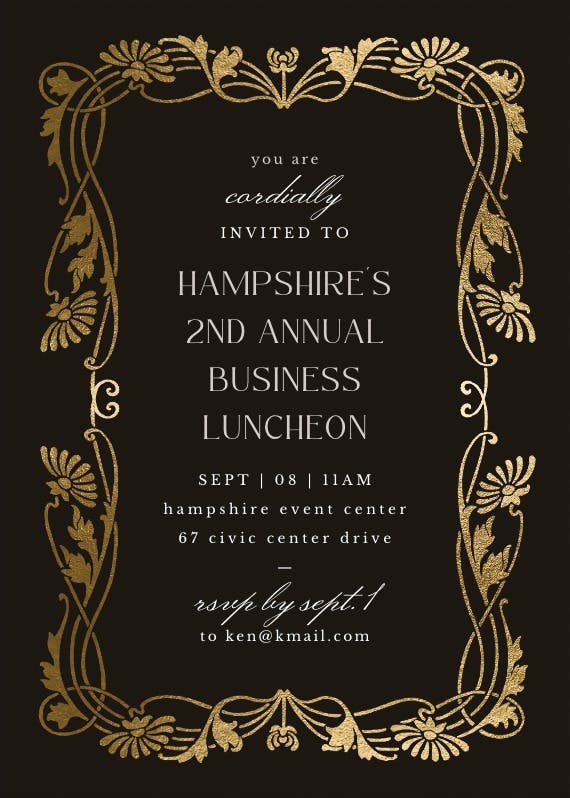 Golden frame - printable party invitation