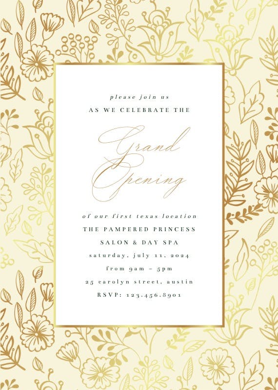 Golden leaves - printable party invitation