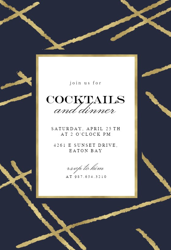 Golden lines - cocktail party invitation
