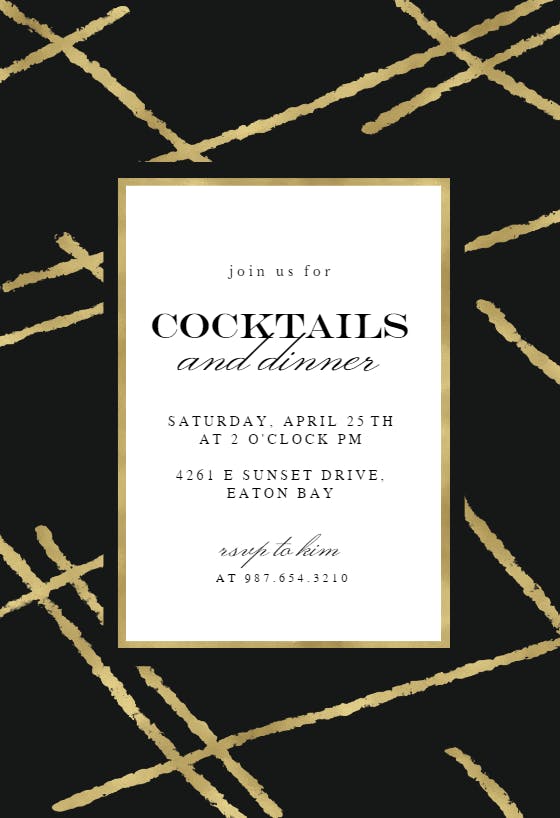 Golden lines - cocktail party invitation
