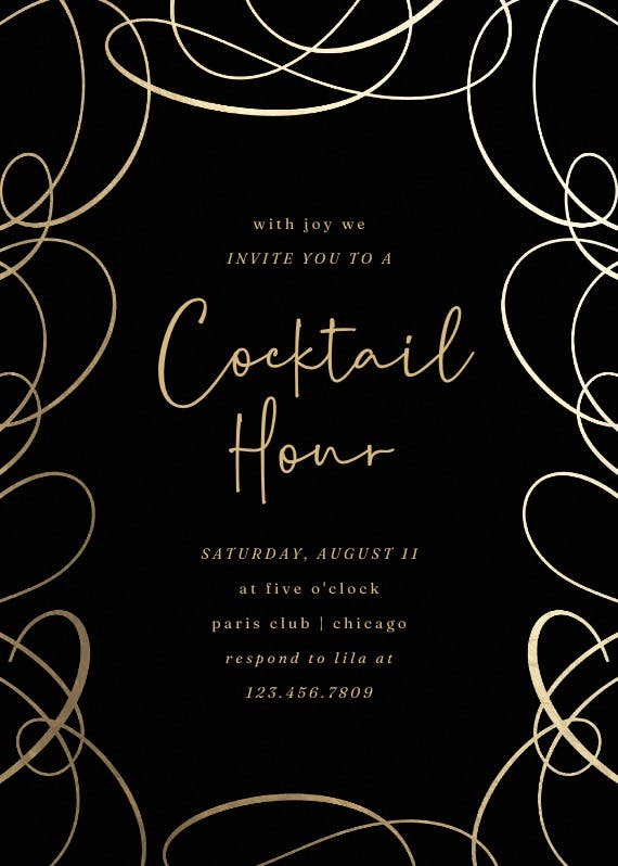 Intricate swirls - cocktail party invitation