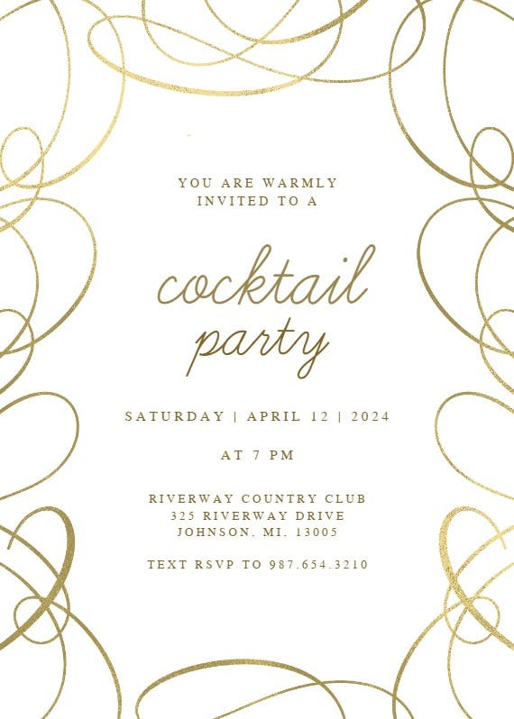 Intricate swirls - cocktail party invitation