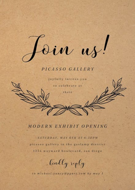 Kraft branches - business events invitation