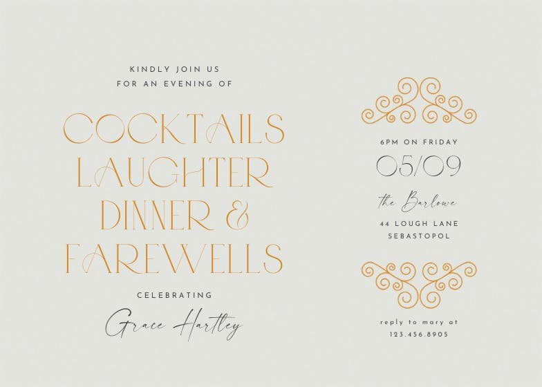 Minimal elegance - retirement & farewell party invitation