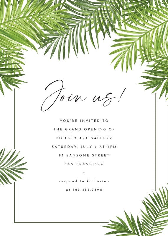 Palm leaves - grand opening invitation