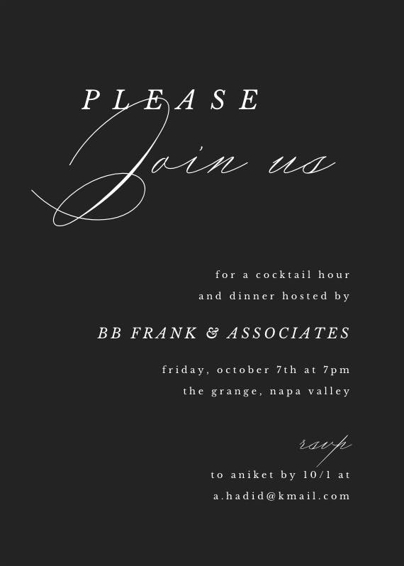 Please join us - invitación para fiesta cóctel