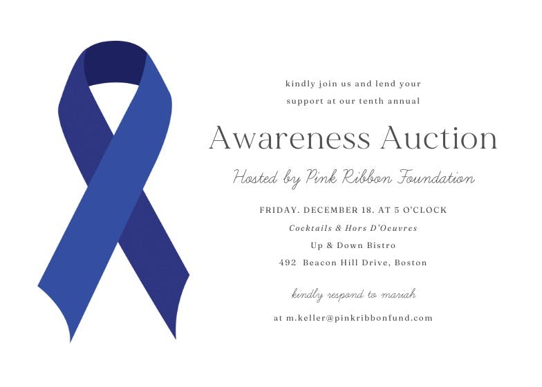 Ribbon awareness - invitación para eventos profesionales