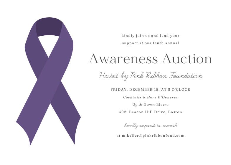 Ribbon awareness - invitación para eventos profesionales