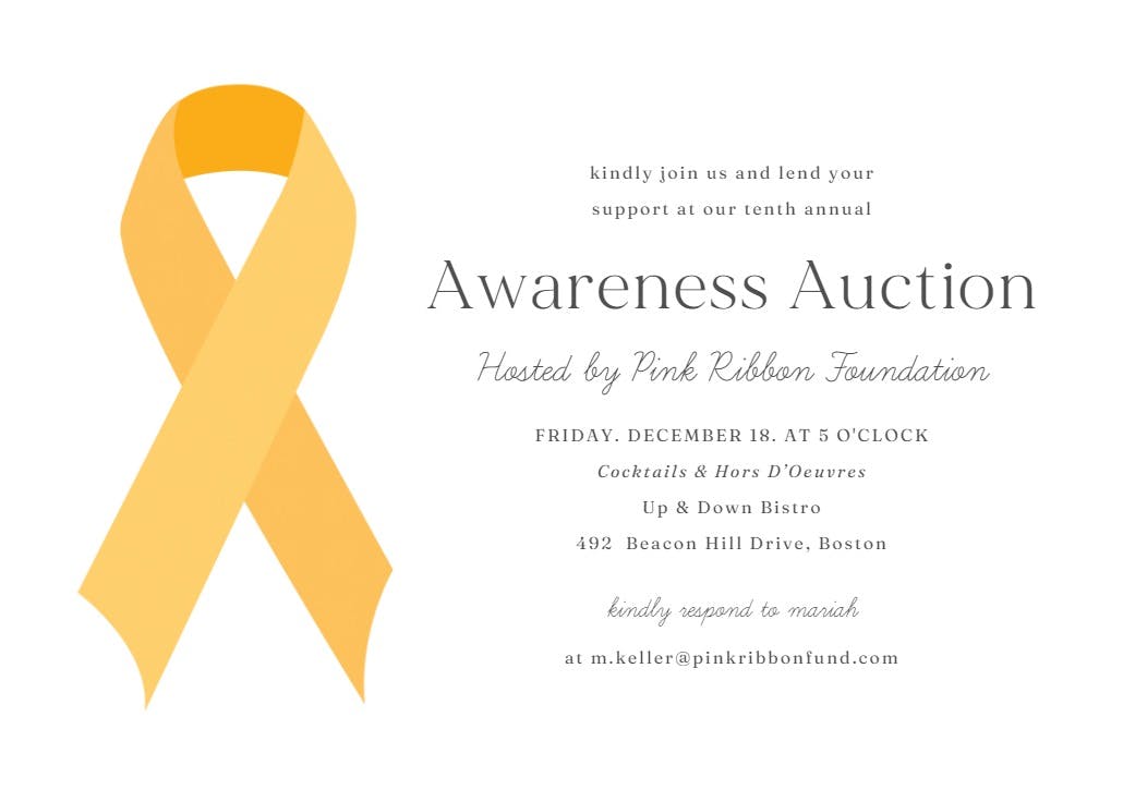 Ribbon awareness - invitación para eventos profesionales