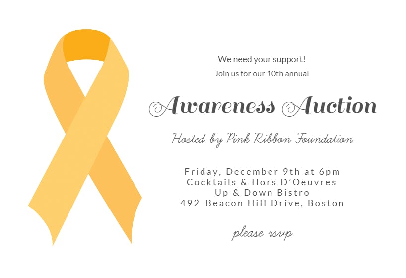 Ribbon awareness -  invitación para eventos profesionales