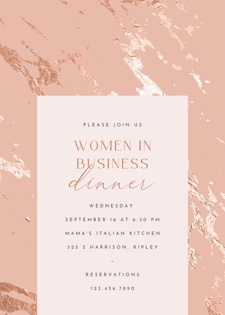 Rose gold marble - business event invitation