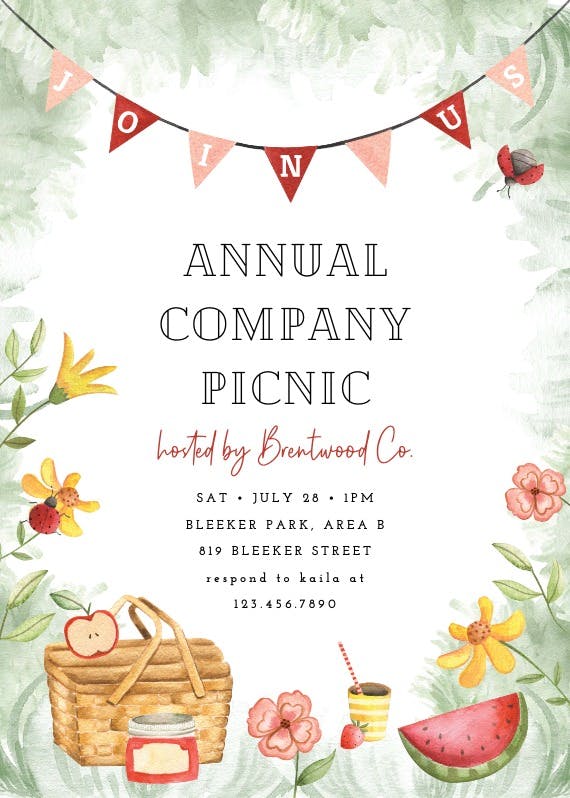 Sunny picnic - invitación para eventos profesionales