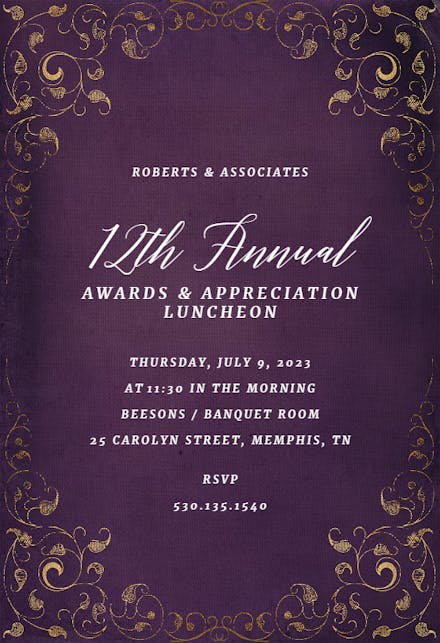 Swirls and Frames Purple - Business Event Invitation