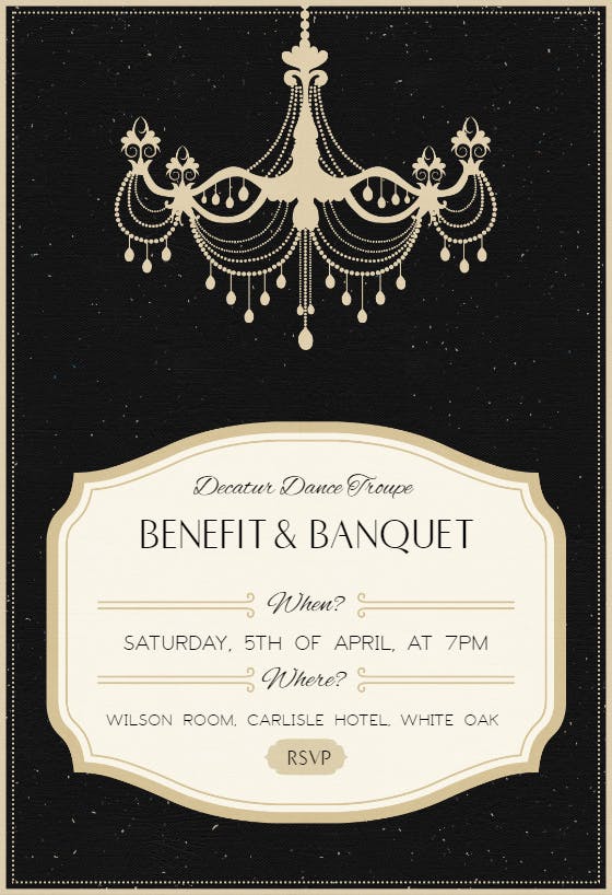 Teardrop chandelier - business event invitation