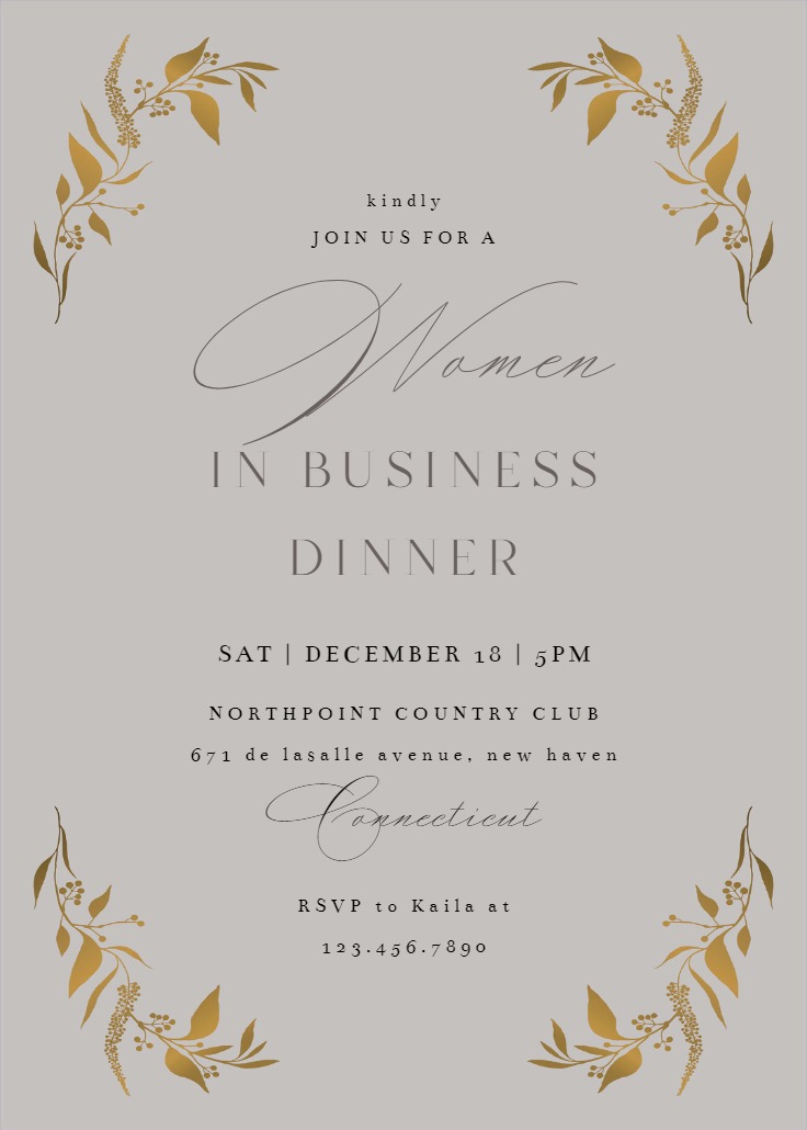 Tiny Gold Botanical - Business Events Invitation Template | Greetings ...