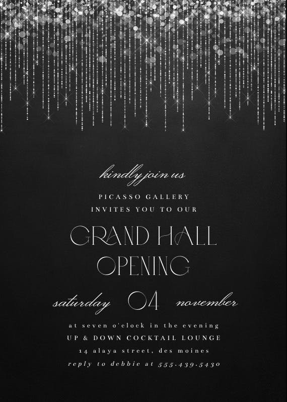 White string lights - grand opening invitation