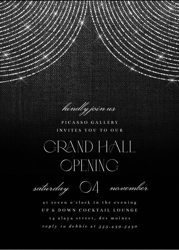 White string lights - grand opening invitation