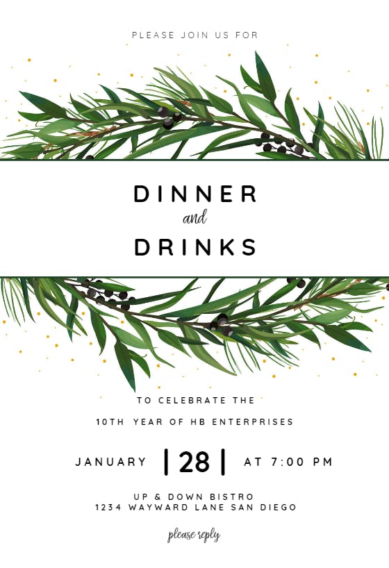 Winter wreath - cocktail party invitation