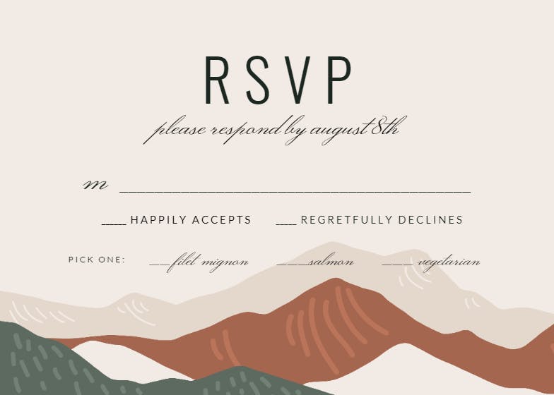 Abstract mountains - rsvp card