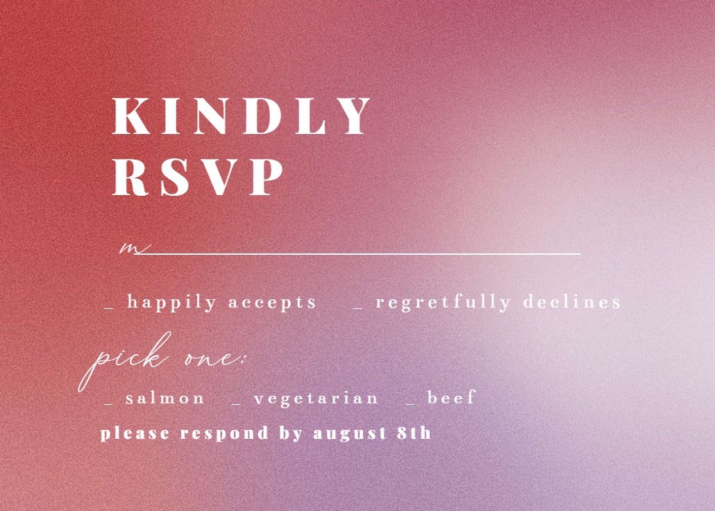 Aesthetic gradient - rsvp card