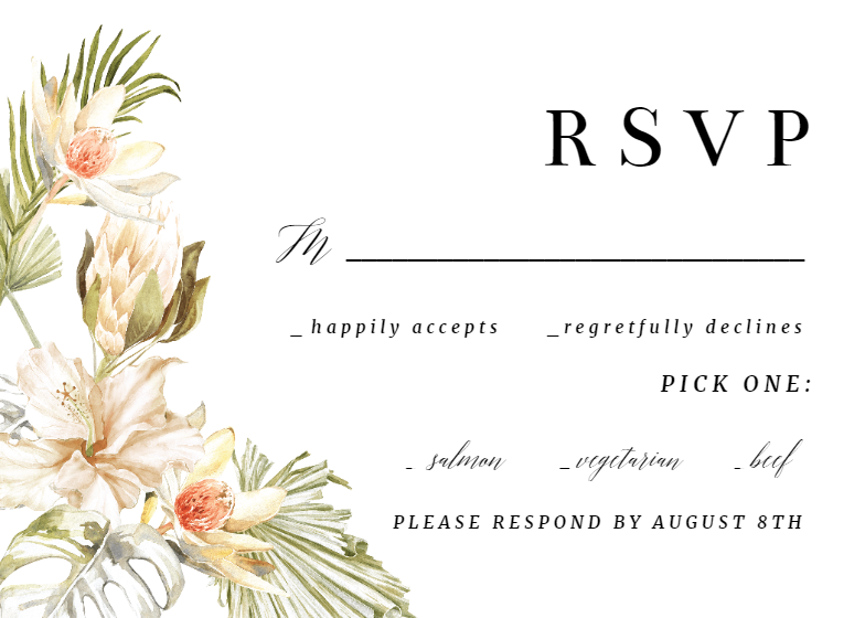 Garden wreath & rings - RSVP card Template (Free) | Greetings Island