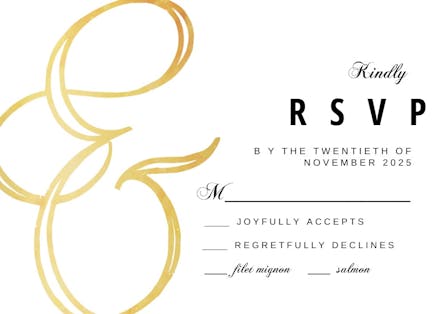 Ampersand gold - rsvp card