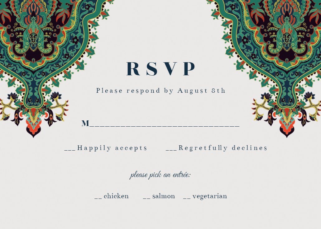 Arabian nights - rsvp card