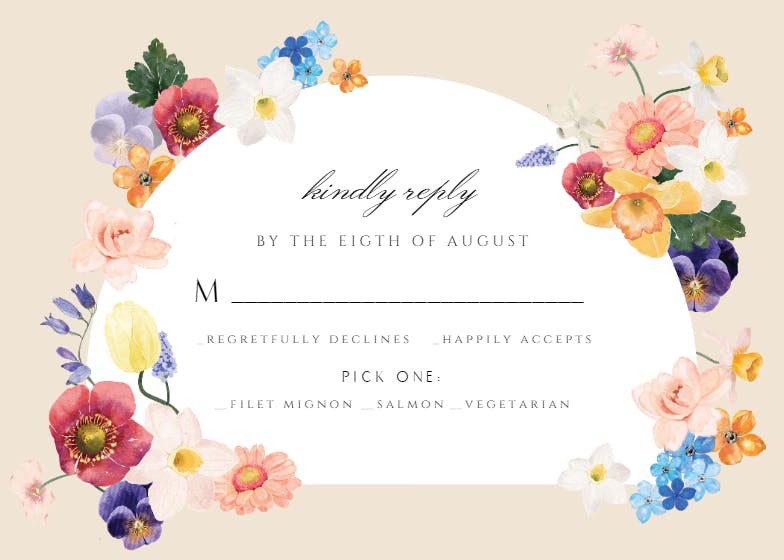 Arch blooms - rsvp card