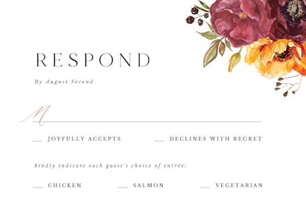Autumn flowers - rsvp card