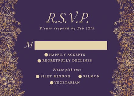 Baroque blooms - rsvp card