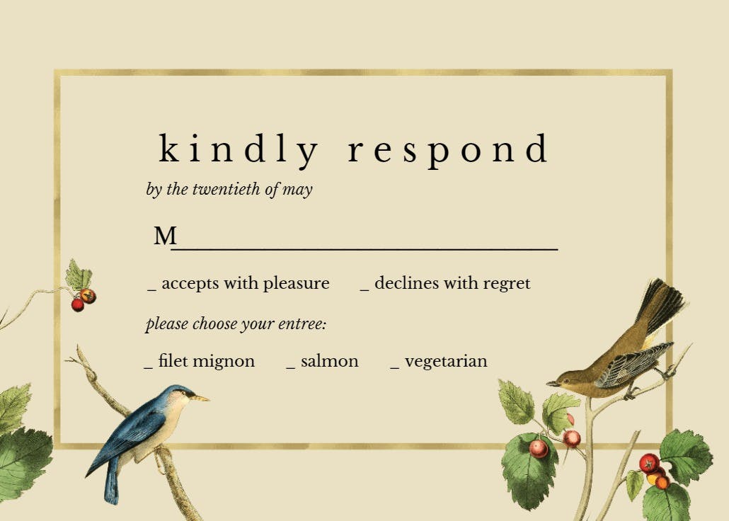 Birds - rsvp card