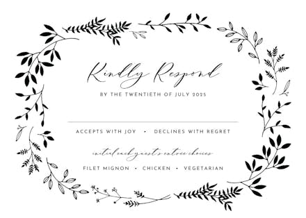 Black ink leaves - rsvp card