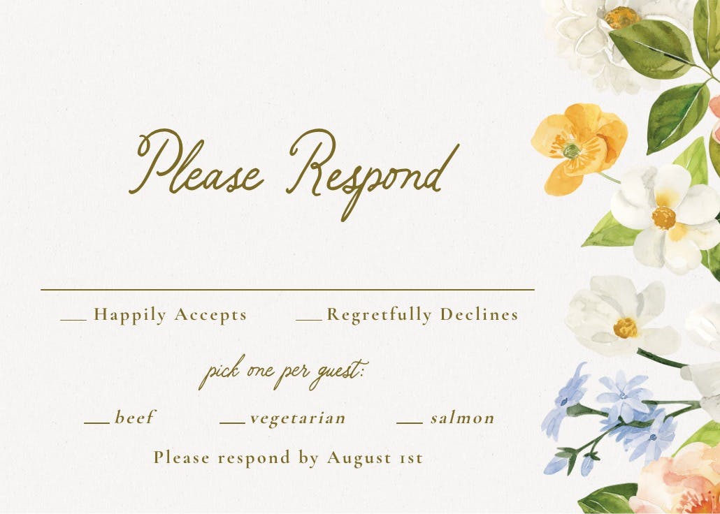 Blooming peonies - rsvp card