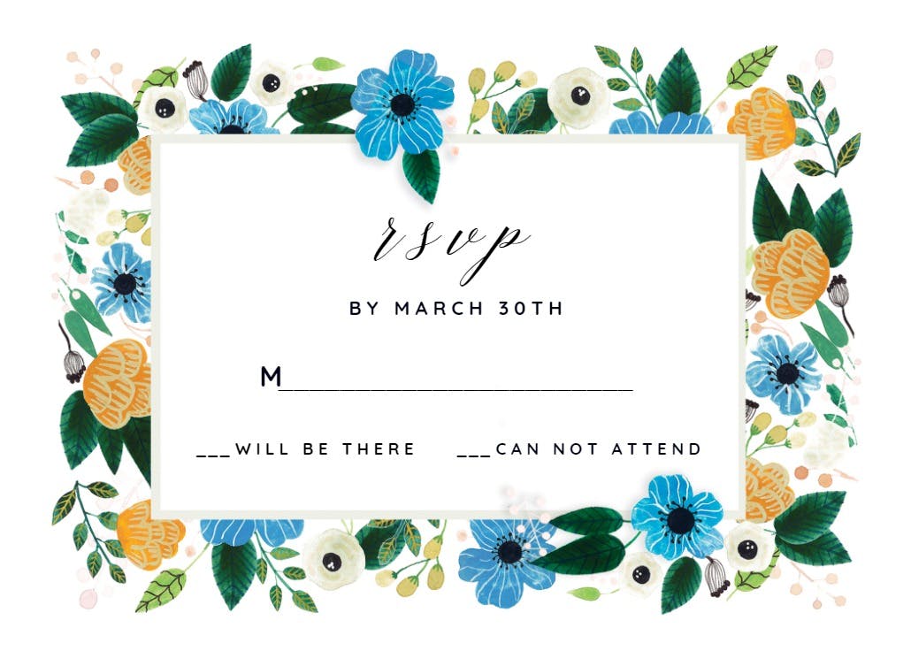 Blue & orange - rsvp card