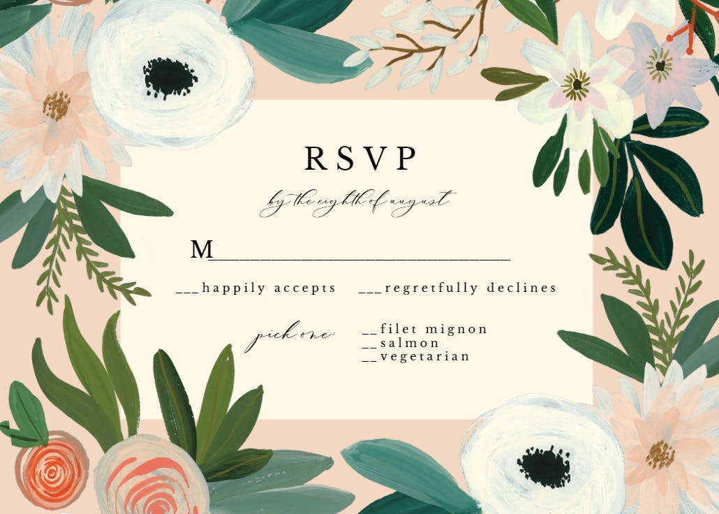 Blue floral - rsvp card