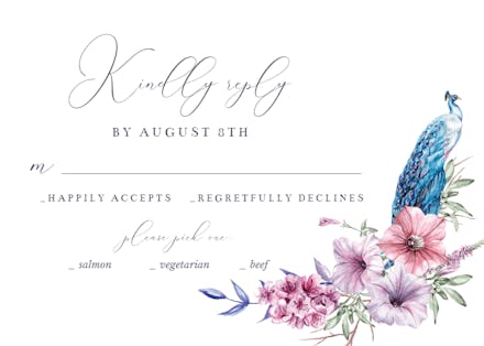 Blue Peacock - RSVP card