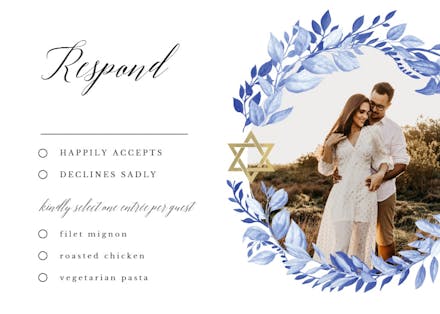 Blue wreath - rsvp card