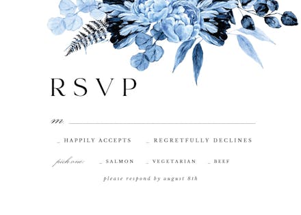 Boho blue floral - rsvp card
