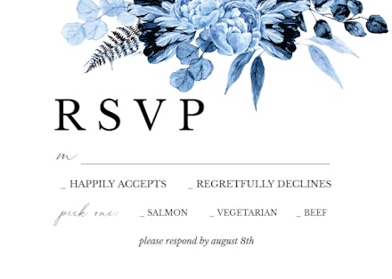 Boho Blue Floral - RSVP card