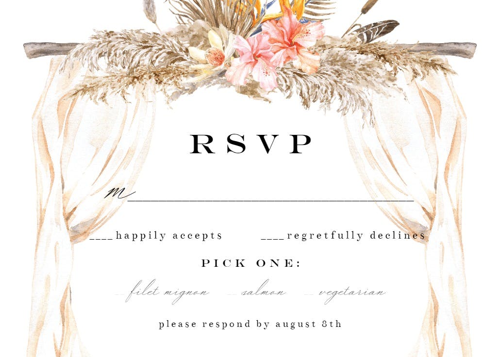 Boho flowers canopy - rsvp card