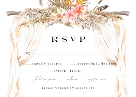 Boho flowers canopy - rsvp card