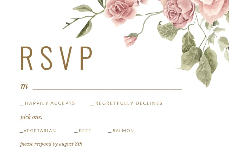 Boho Rose Dusty Pink - RSVP Card Template (Free) | Greetings Island